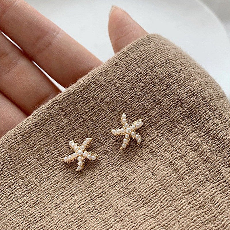 Women's Clip Simple Starfish French Vintage Small Pearl Silicone Without Stud Earrings