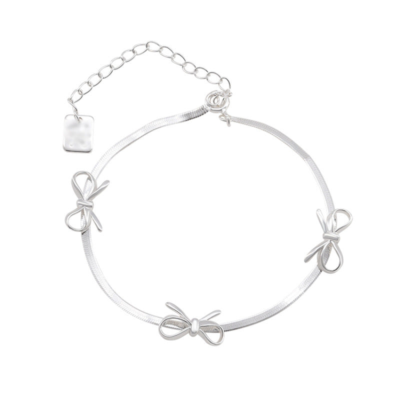 Sterling Sier Bow Snake Bone Female Bracelets