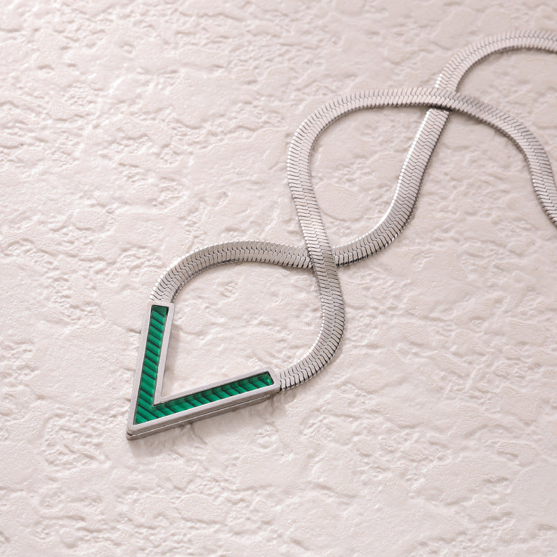Titanium Steel V-shaped Light Luxury High-grade Flat Snake Necklaces
