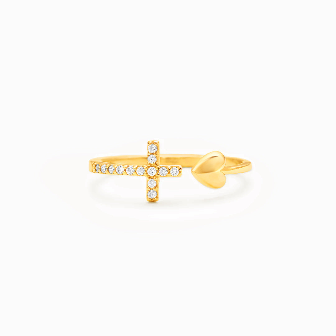 Loving Heart In Sterling Sier Cross Rings