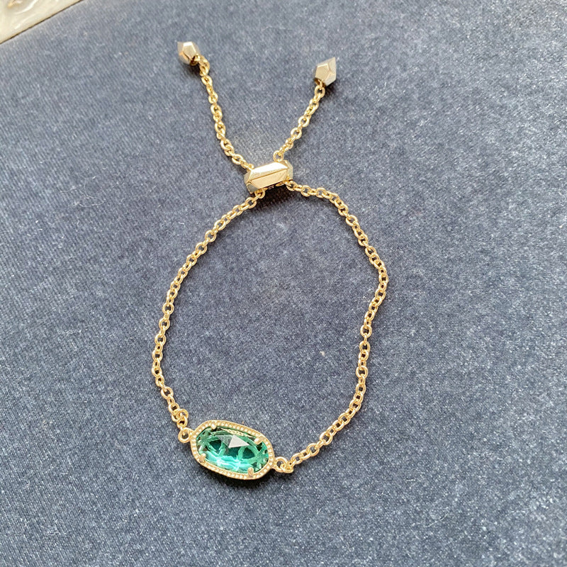 Gold Ornament Stone Geometric Cut Chain Bracelets