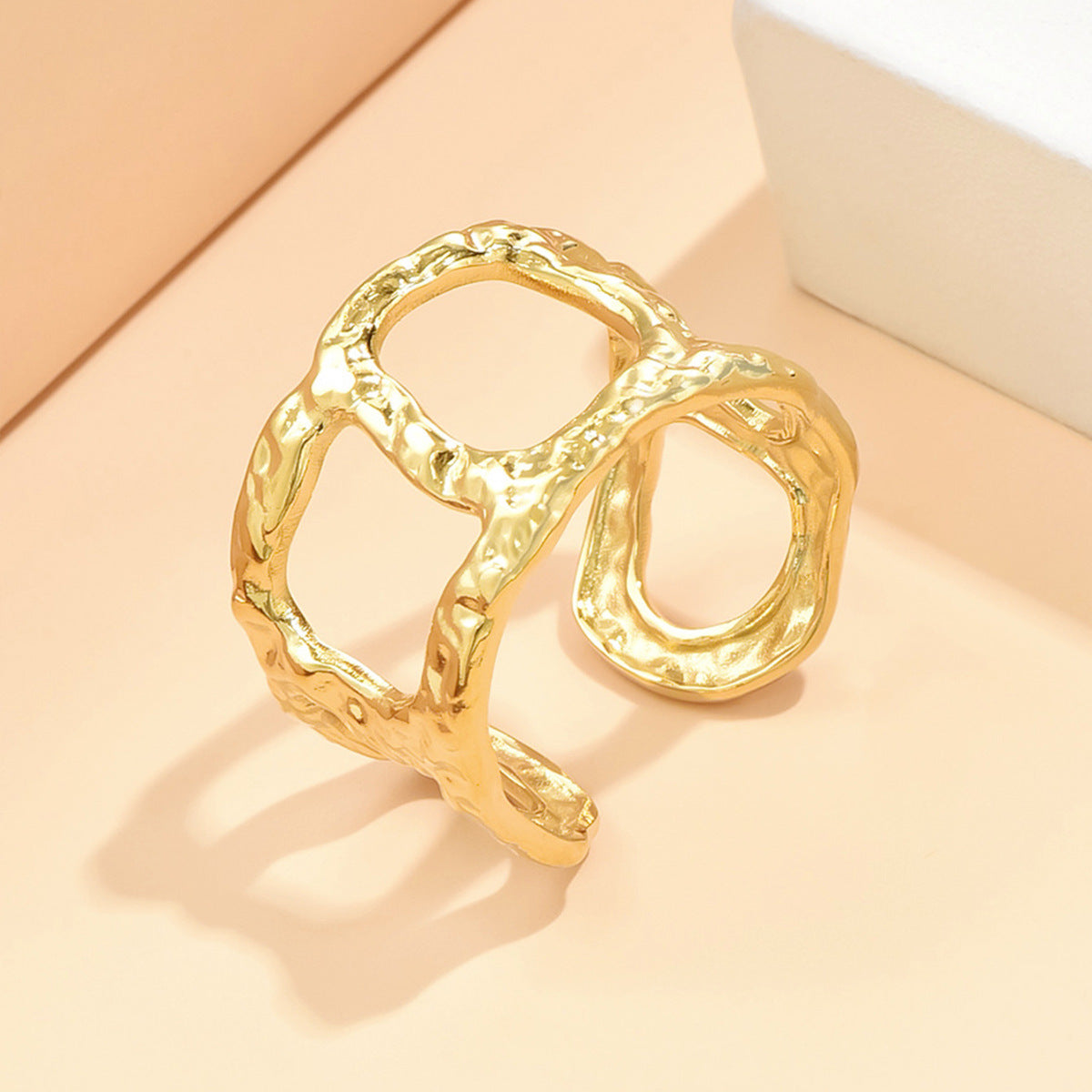 Retro Baroque Wind Liquid Irregular Titanium Steel Female Rings