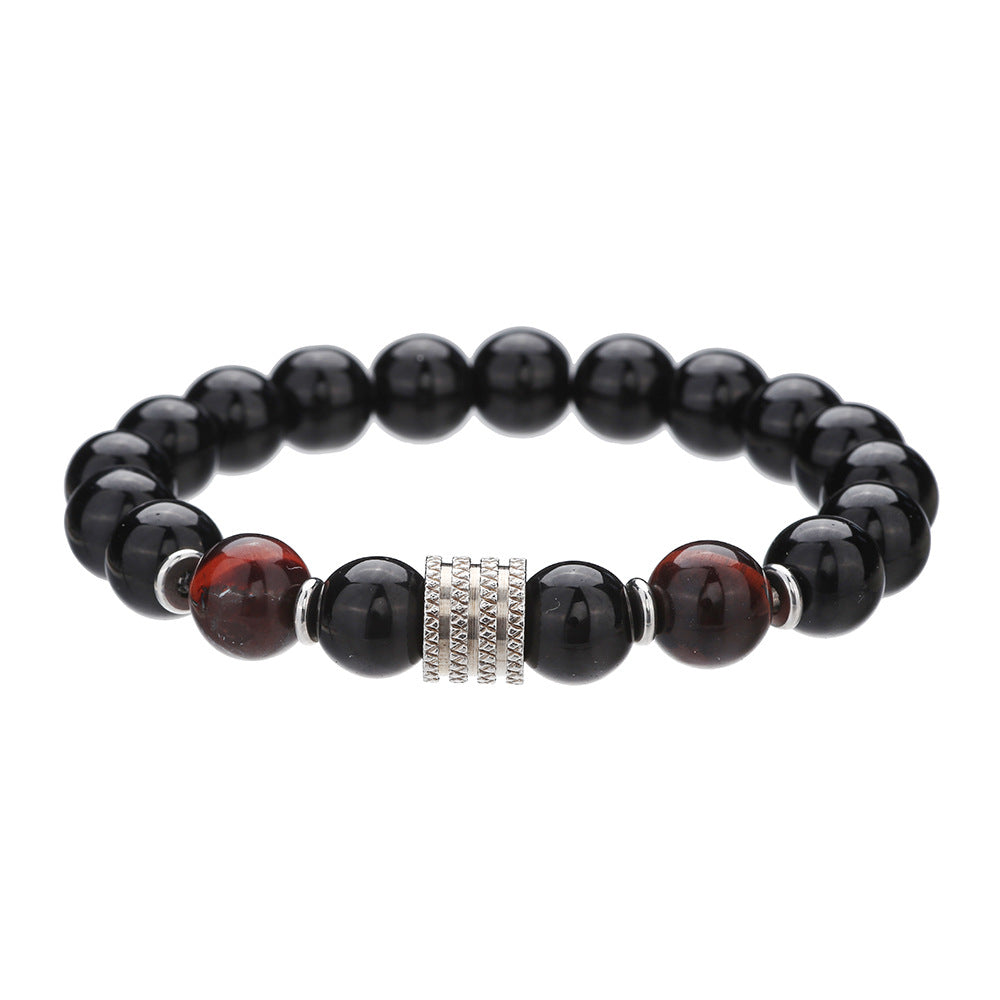 Women's & Men's Black Agate Haematite Snowflake Stone Design Bracelets