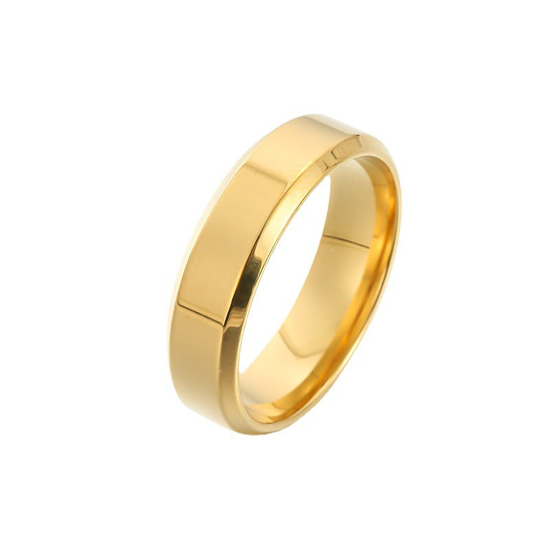 Steel Oblique Trimming Glossy Solid Color Plain Circle Rings