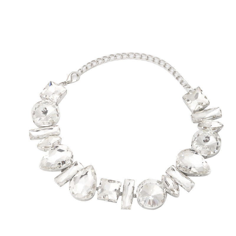 Women's Hip Hop Square Crystal Trend Necklace