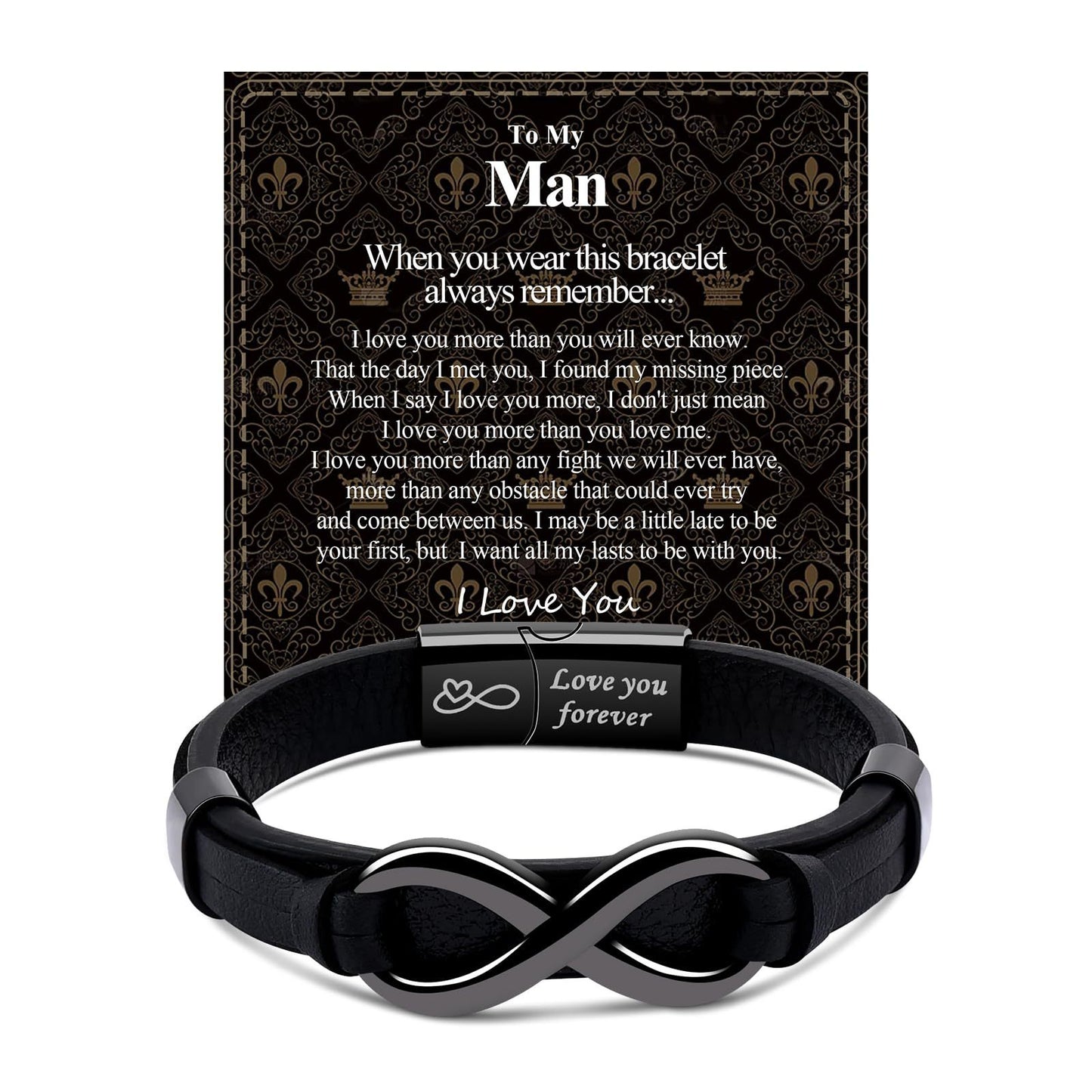 Men's Round Rope Woven String Black Words Bracelets