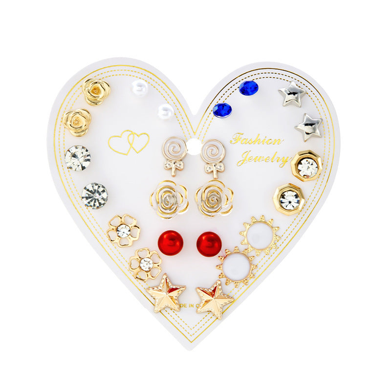 Suit Geometric Pairs Storage Ear Multicolor Earrings