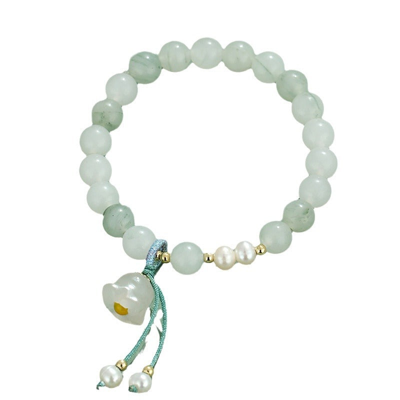 Freshwater Stringed Pearls Female Colored Glaze Lotus Seedpod Emerald Natural Bracelet