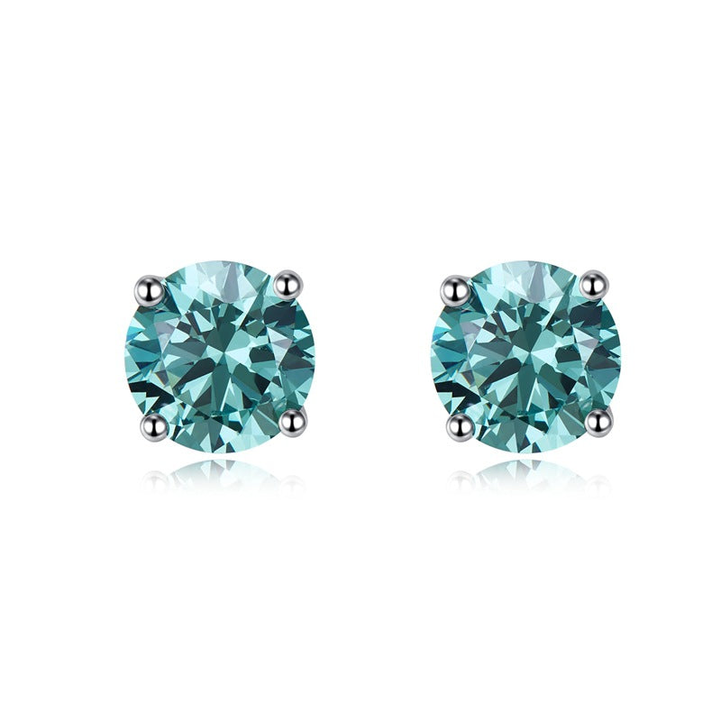 Women's & Men's Jewelry Blue-green Couple Trendy Sier High Carbon Earrings