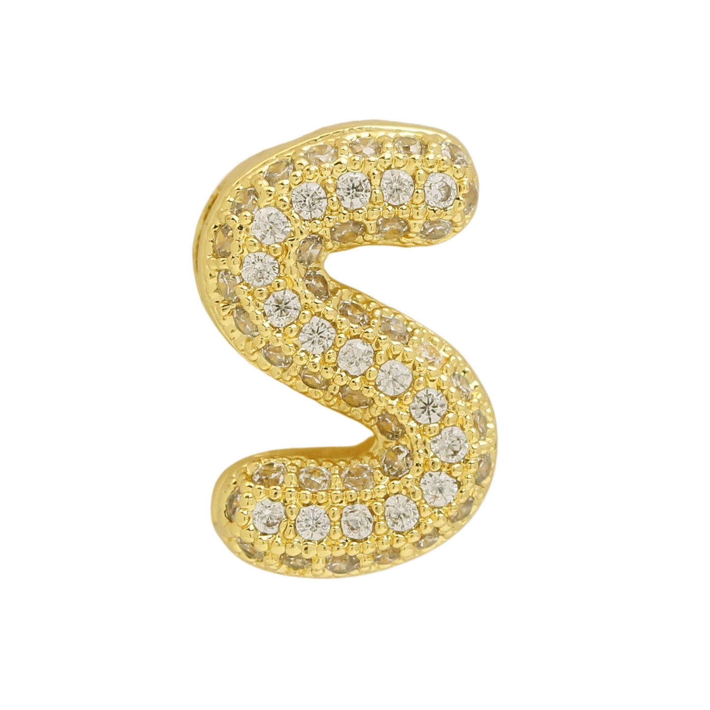 Golden Chubby Balloon Bubble Zircon Letter Bracelets