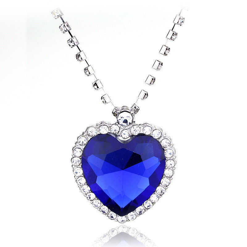 Series Fashion Ornament Blue Titanic Heart Necklaces