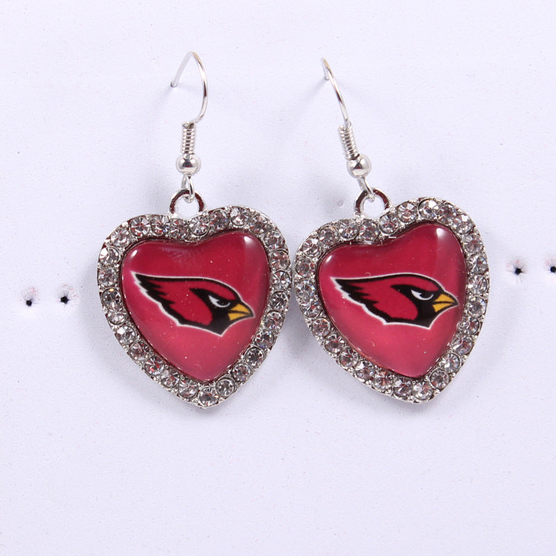Peach Heart Spot Drill Sports Team Series Earrings