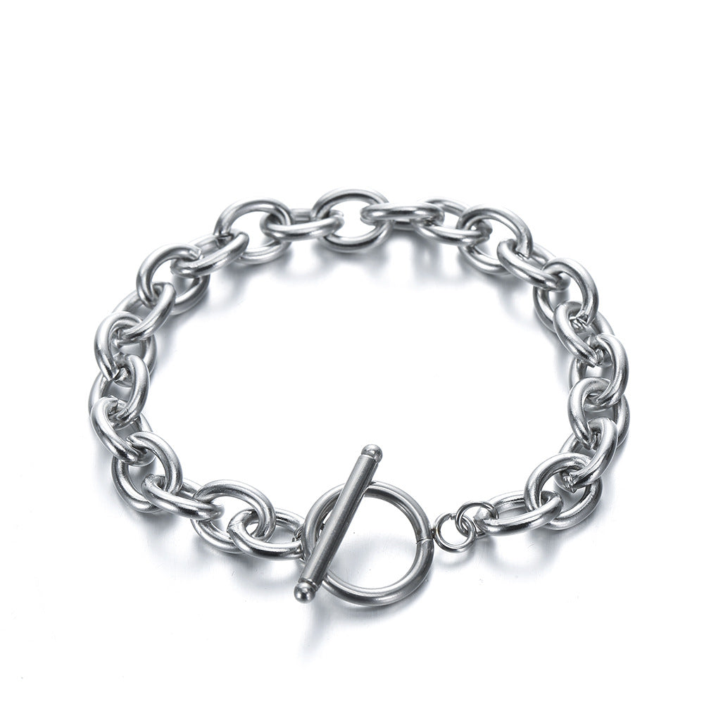 Women's & Men's O-shaped Titanium Steel Tide Unique No Color Fading Bracelets