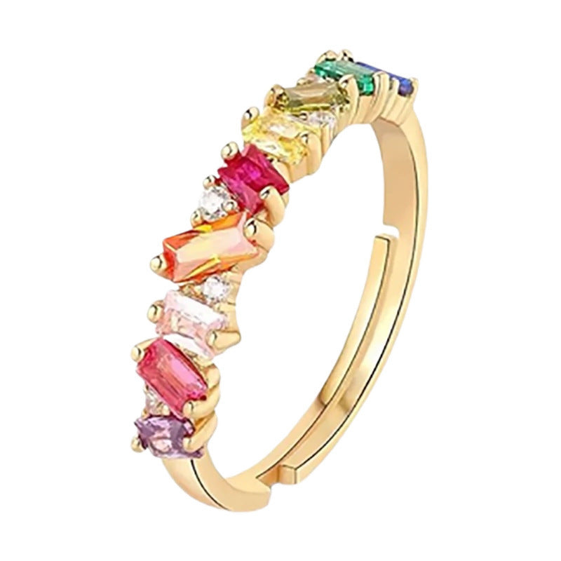 Women's Candy Colorful Bright Zircon Personality Gold-plated Fashionable Rings