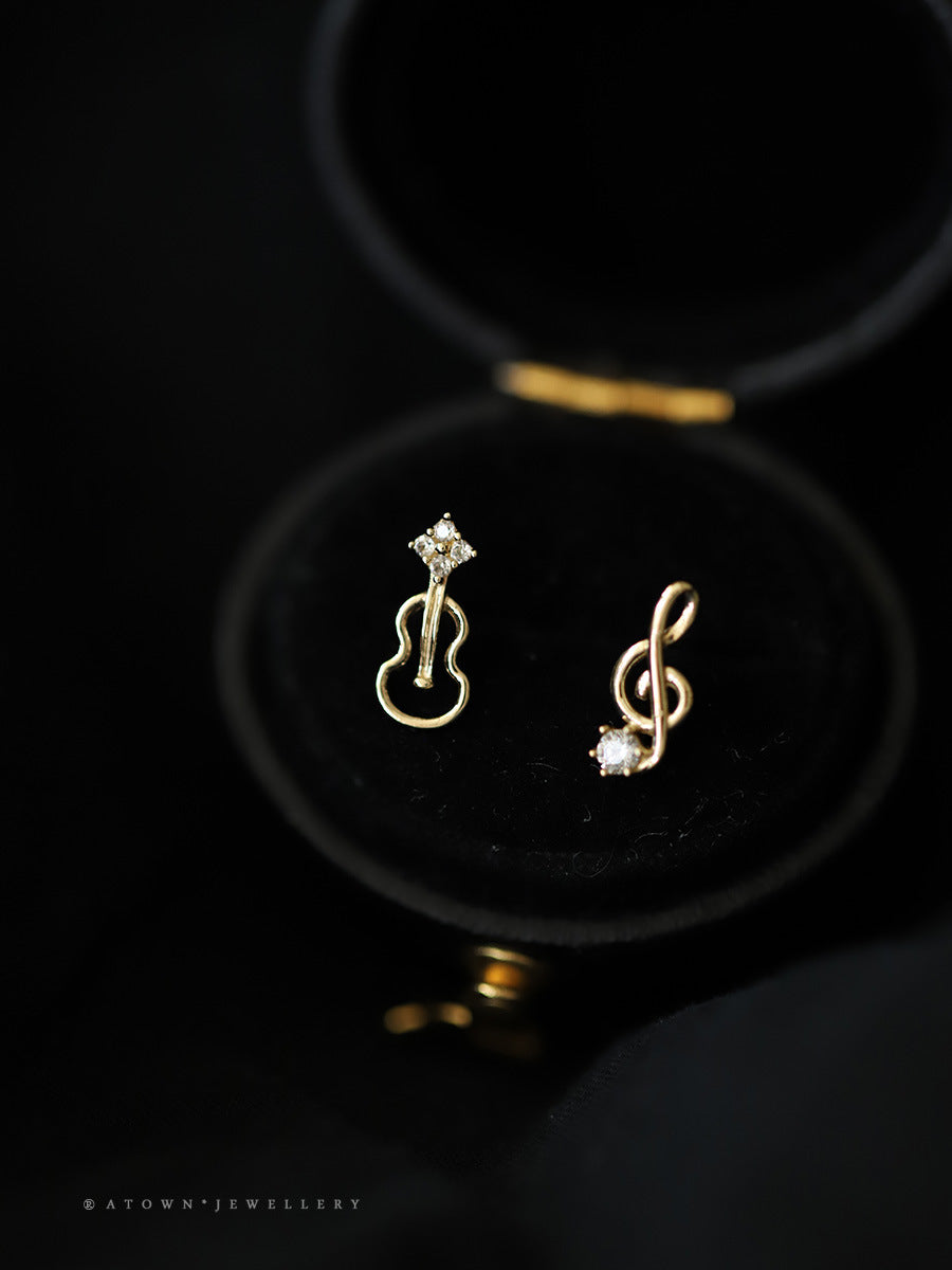 Sier Gold-plated Female Musical Note Violin Rings