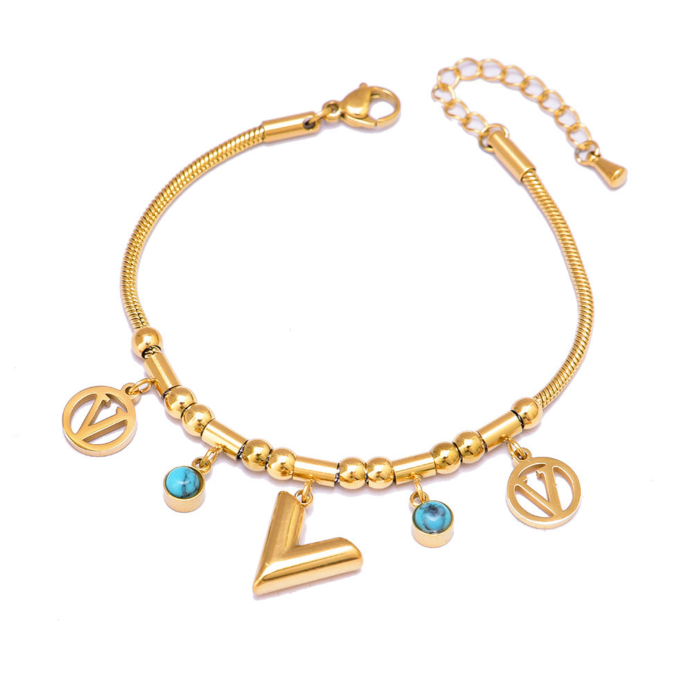 Geometric Heart Shape Shell Butterfly Five-pointed Star Titanium Bracelets