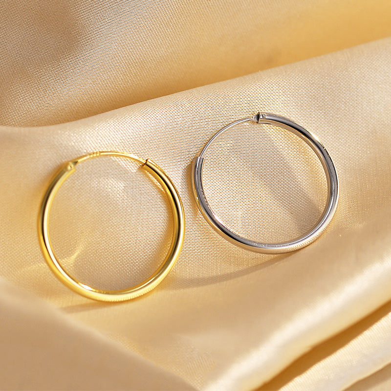 Women's & Men's Pure Sier Thread Thick Round Simple Earrings