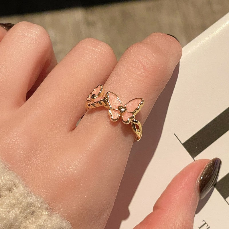 Paint Flower Spring Sequence Light Retro Small Pastoral Branch Tender Ring