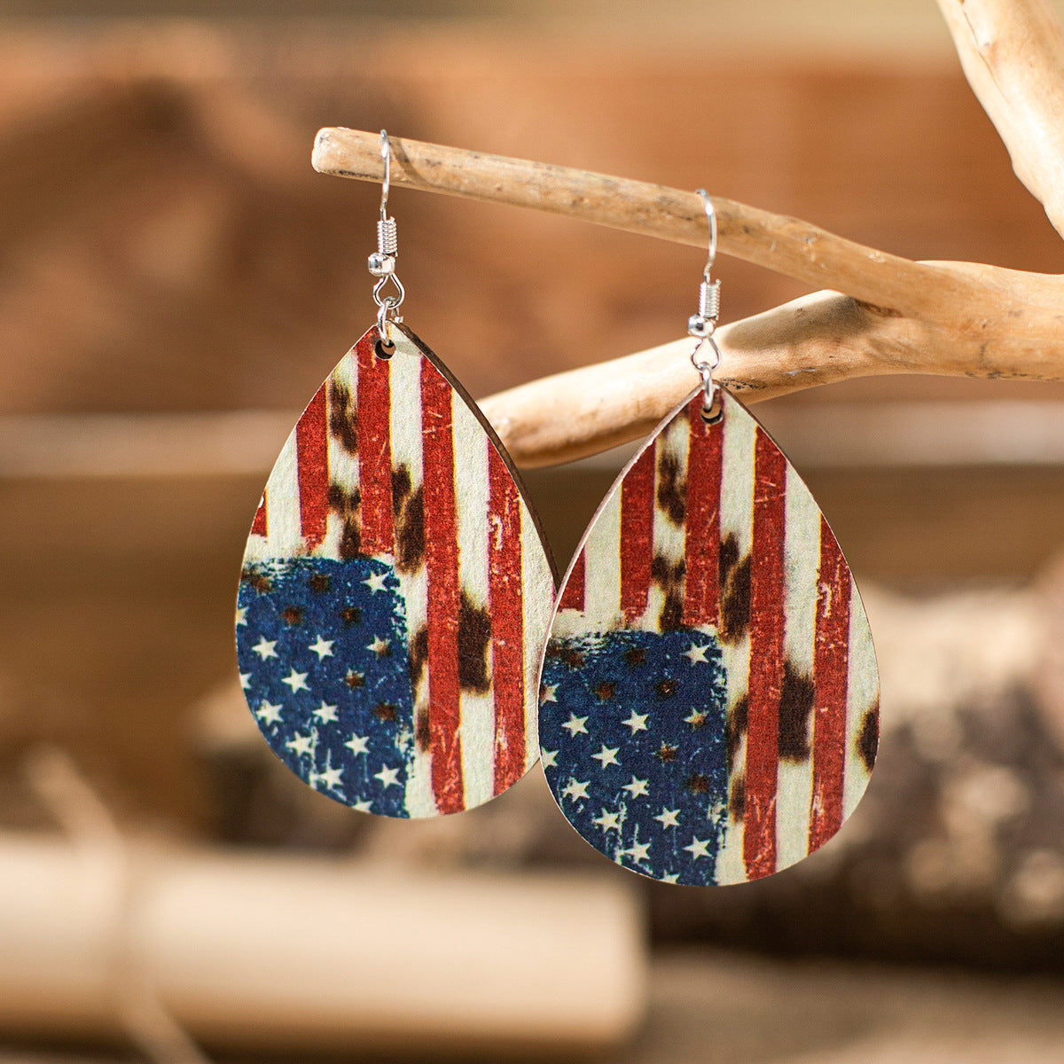Sense Niche Sunflower Water Drops Wooden Earrings