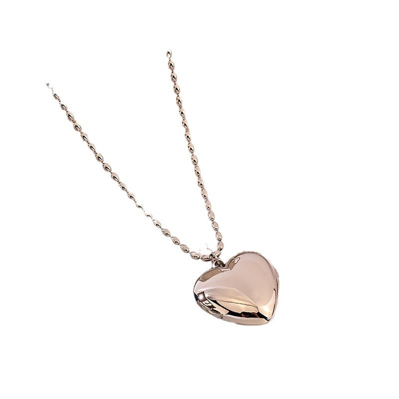 Love Simple Peach Heart Clavicle Chain Necklace