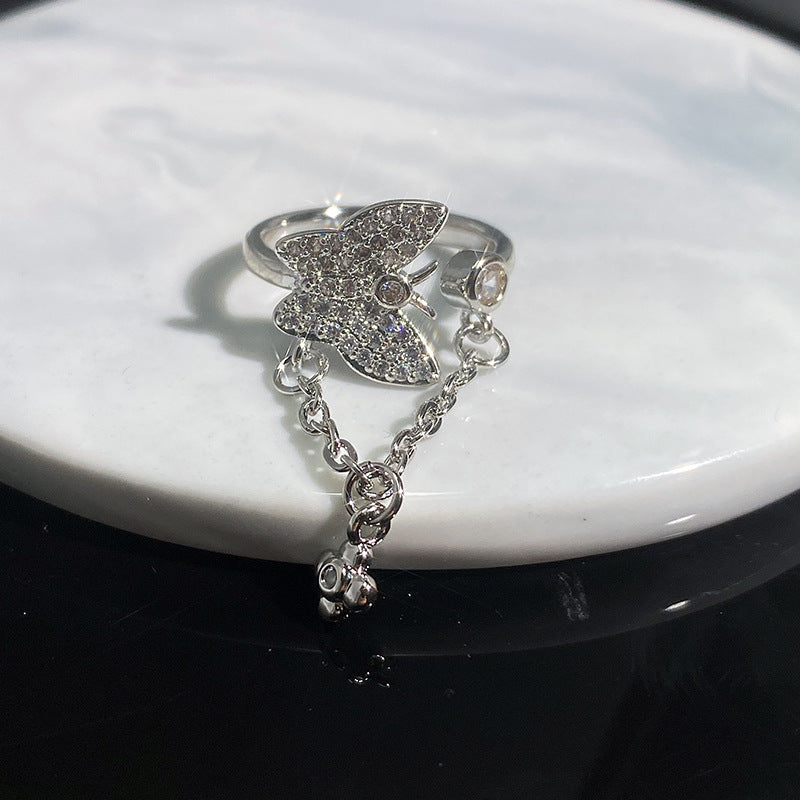 Oil Painting Butterfly Twigs Drop Enamel Color Rings