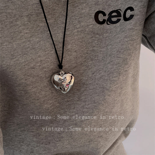 Comb Long Heart Sweater Chain Niche Design Necklaces