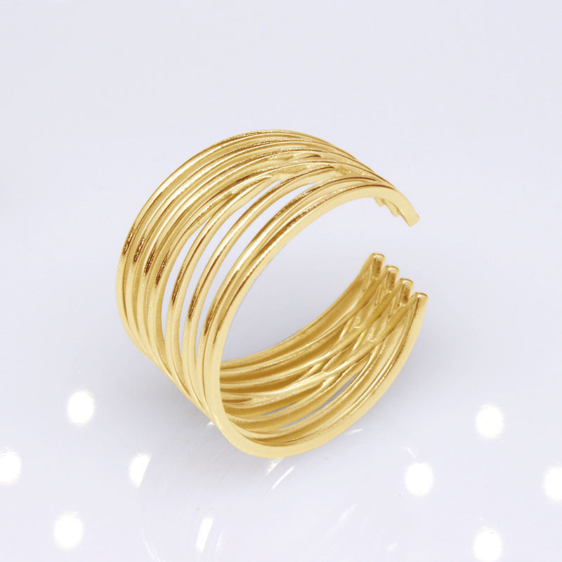 Women's & Men's Open Stainless Steel Type Adjustable Geometric Rings