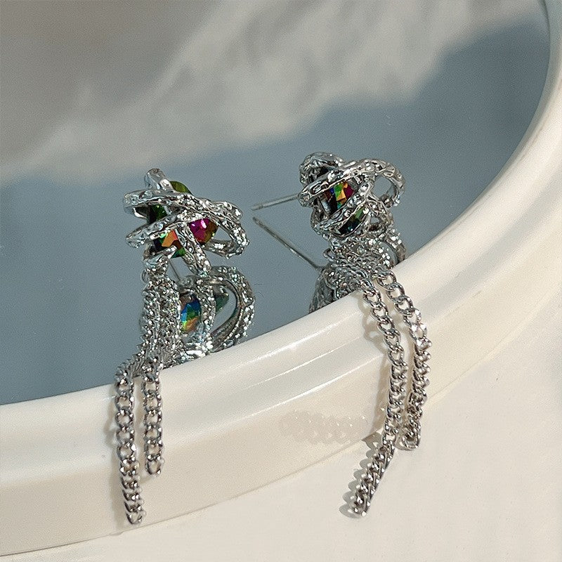 Women's Luxurious Style Long Fringed Pearl Niche Design Earrings