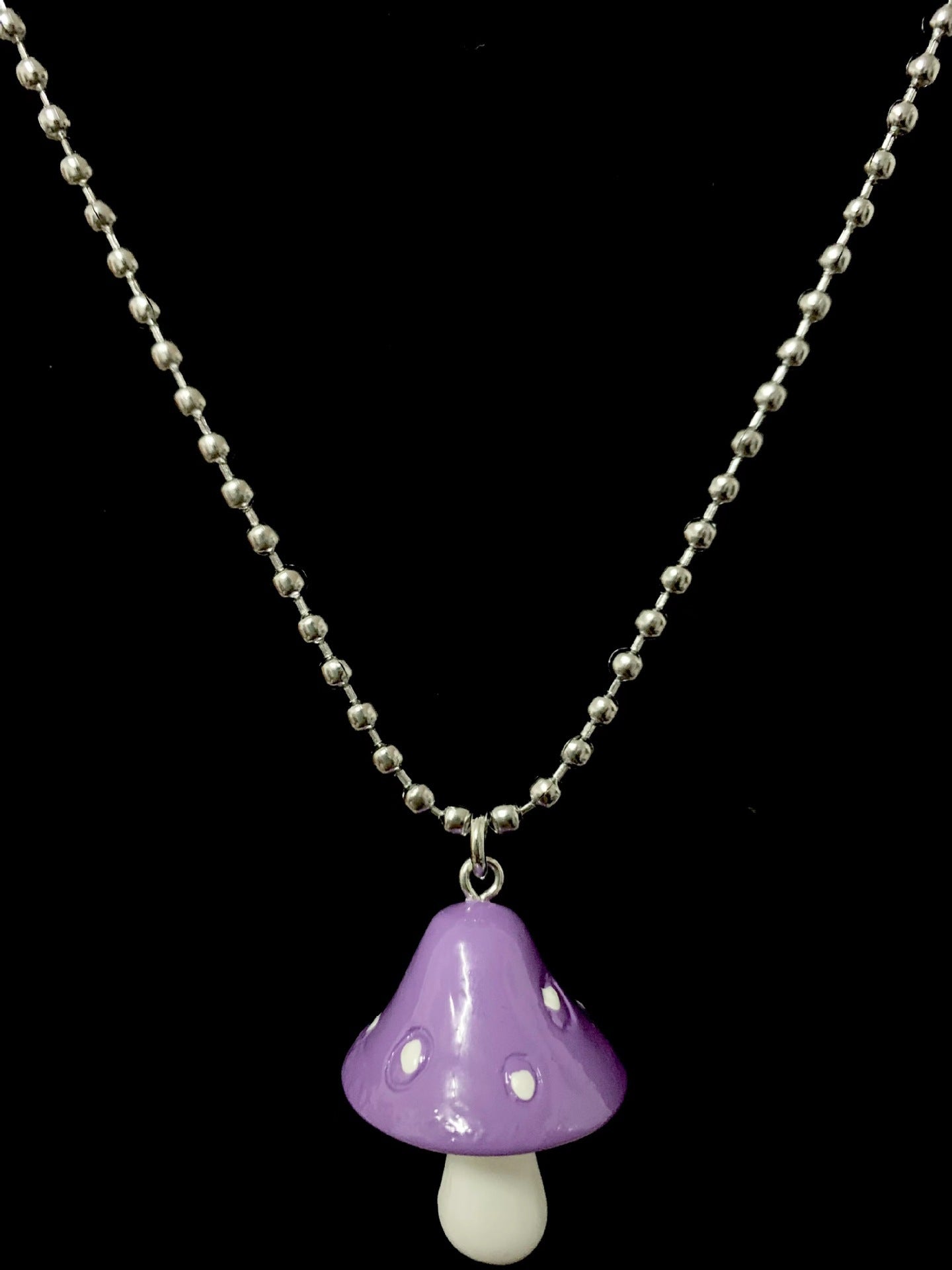 Children's Steel Ball Bead Chain Mushroom Color Hip Hop Necklace