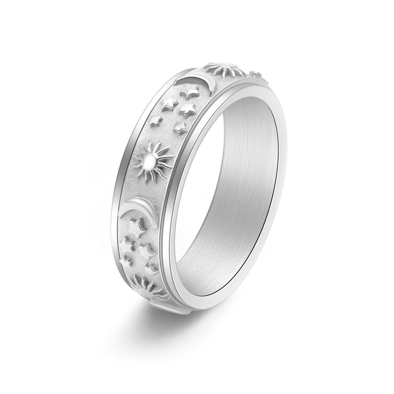 Sun Moon Star Can Rotatable Lady Rings