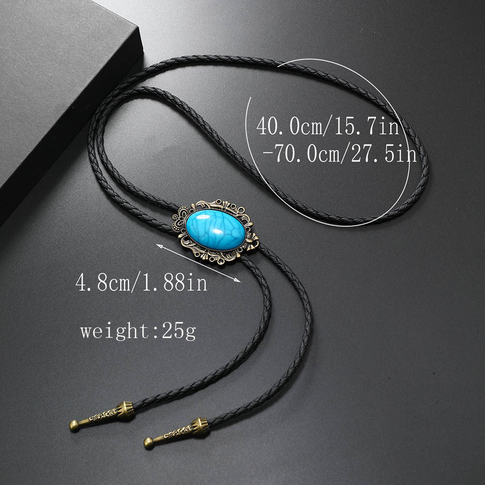 Men's Simple Turquoise Flower Alloy Long Polo Necklaces