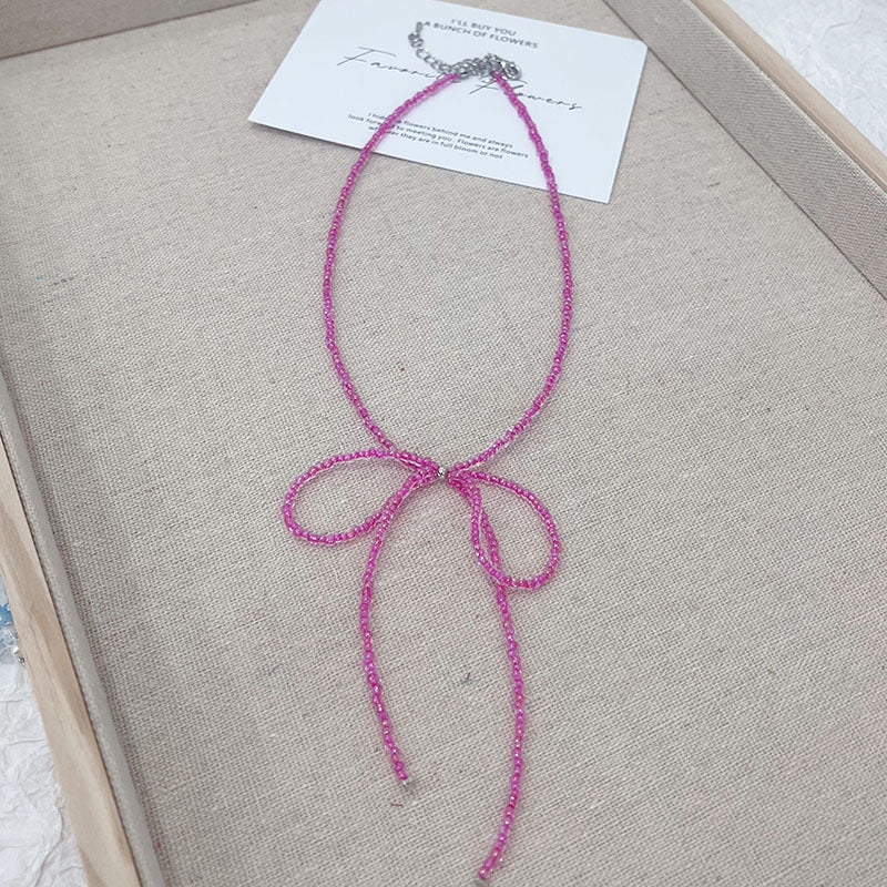 Unique Sweet Cool Hot Fried Street Bow Female Elegance Necklaces
