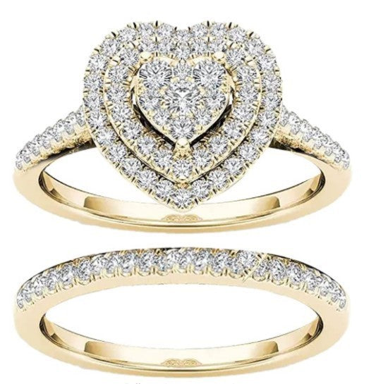 Love Popular Fashion Two-piece Set Diamond Rings