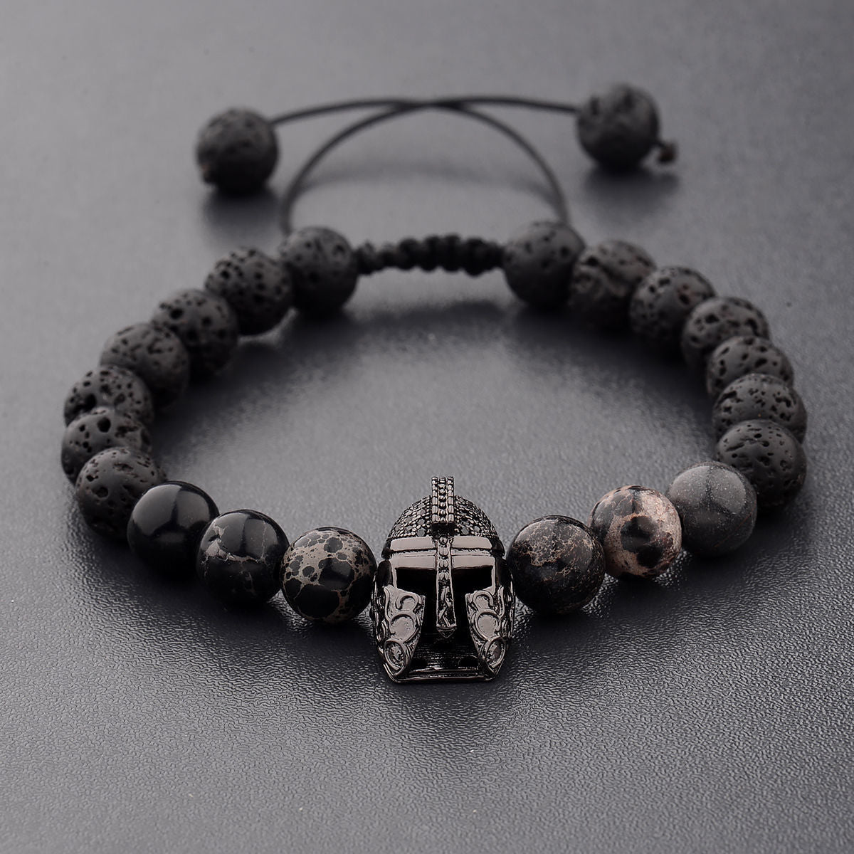 Women's & Men's Black Agate Haematite Snowflake Stone Design Bracelets