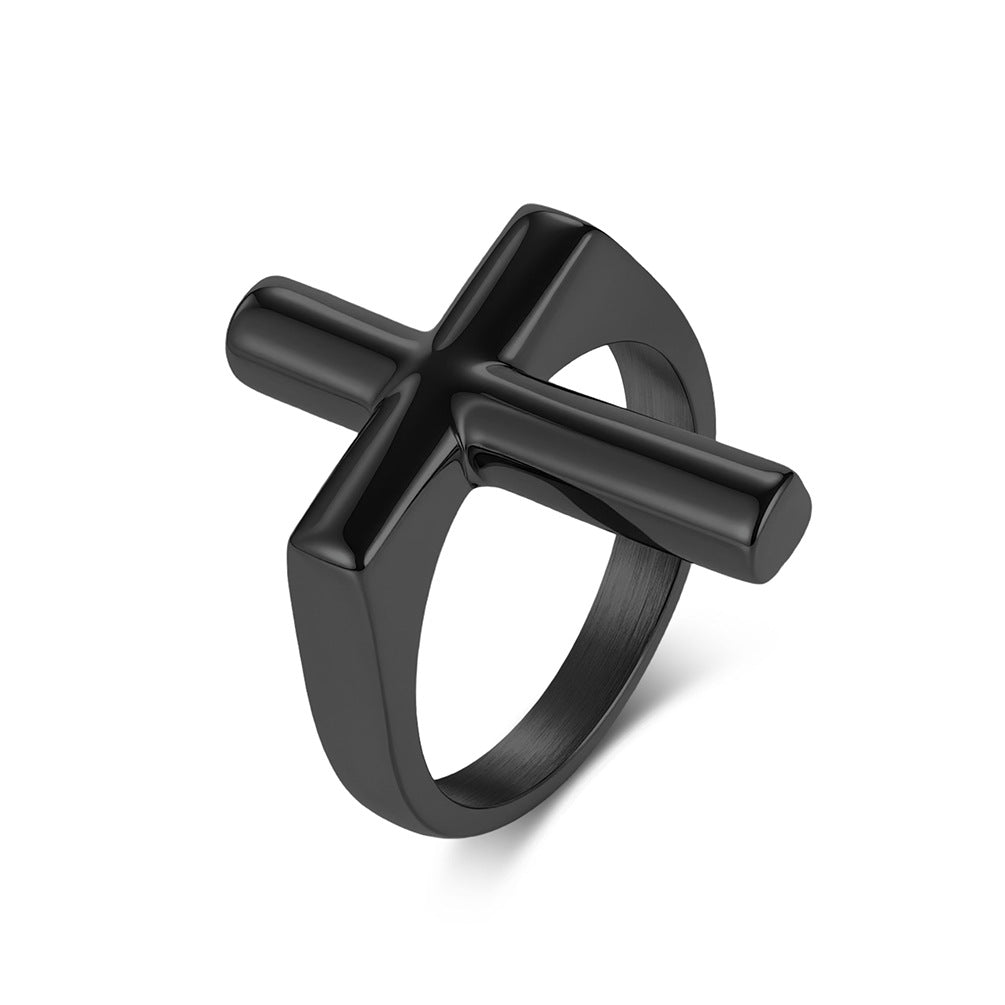 Men's Titanium Steel Cross Design Stainless Forefinger Rings