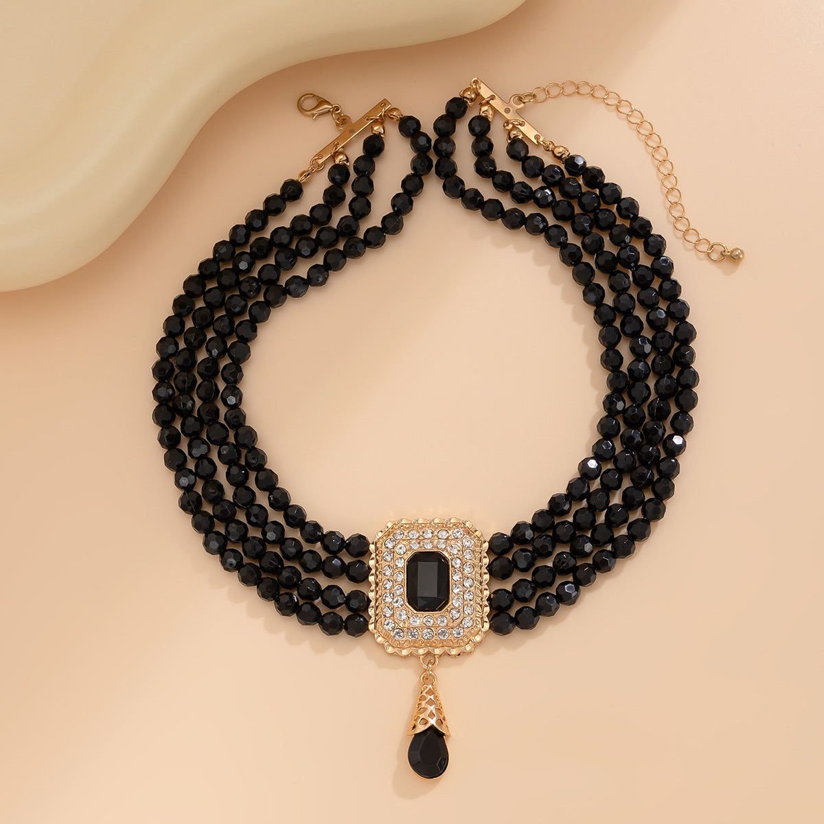 Style Crystal String Beads Vintage Square Necklaces