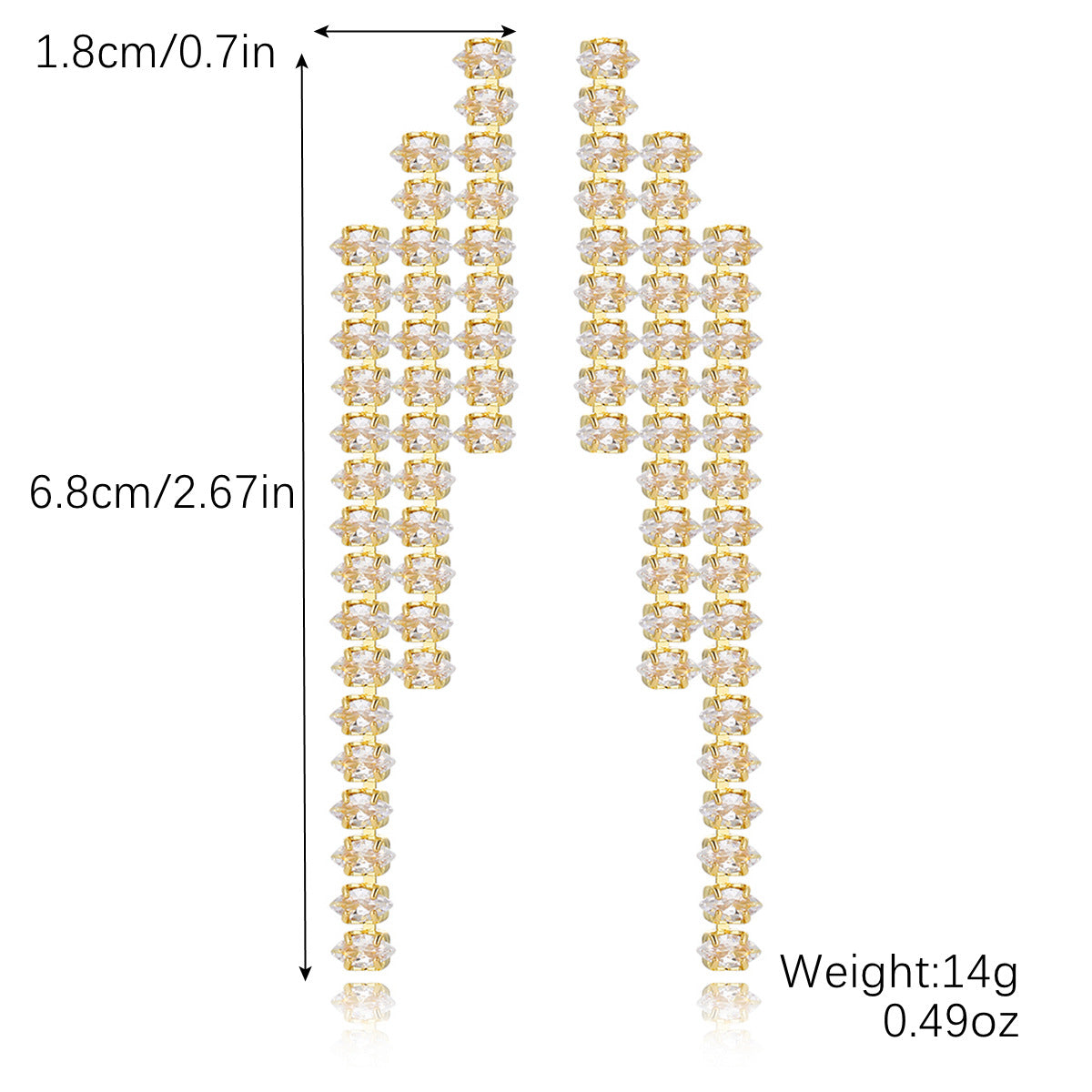 Women's Fringed Zircon Long Refined Rhinestone Exaggerated Design Rings