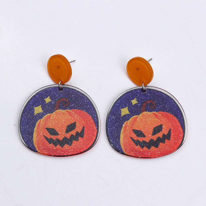 Square Design Sense Fashion Personality Pumpkin Grave Earrings