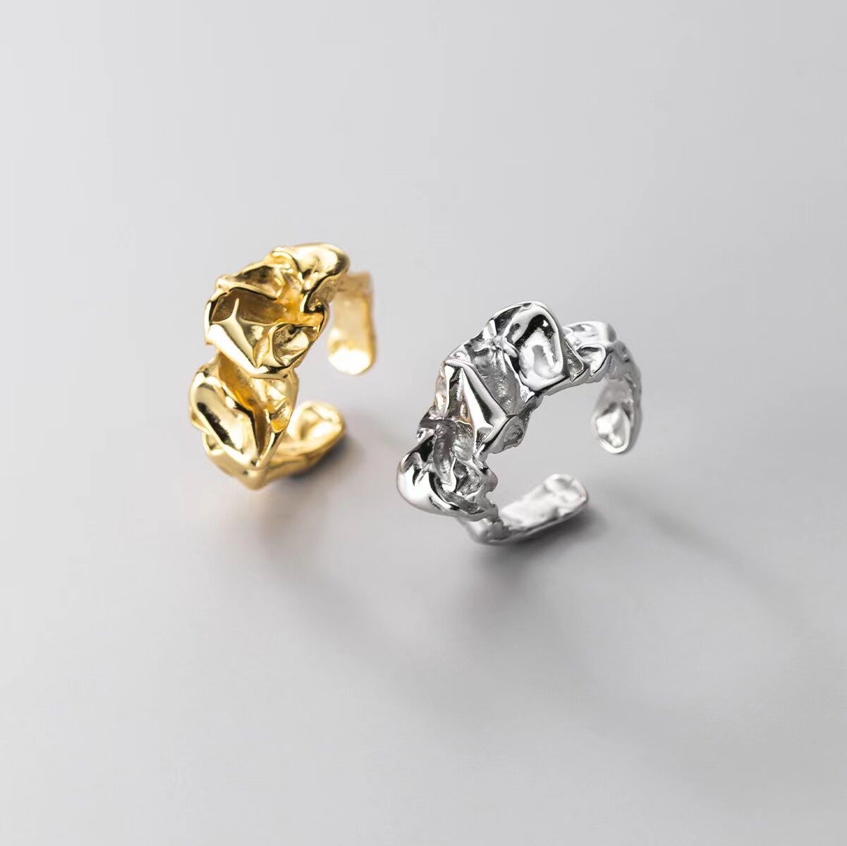 Geometric Irregular Pattern Personality Trendy Exaggerated Rings