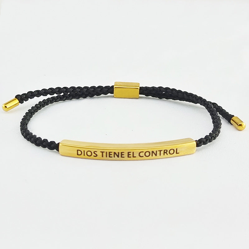 Stainless Steel Elbow Lettering Adjustable Length Letter Woven Bracelets