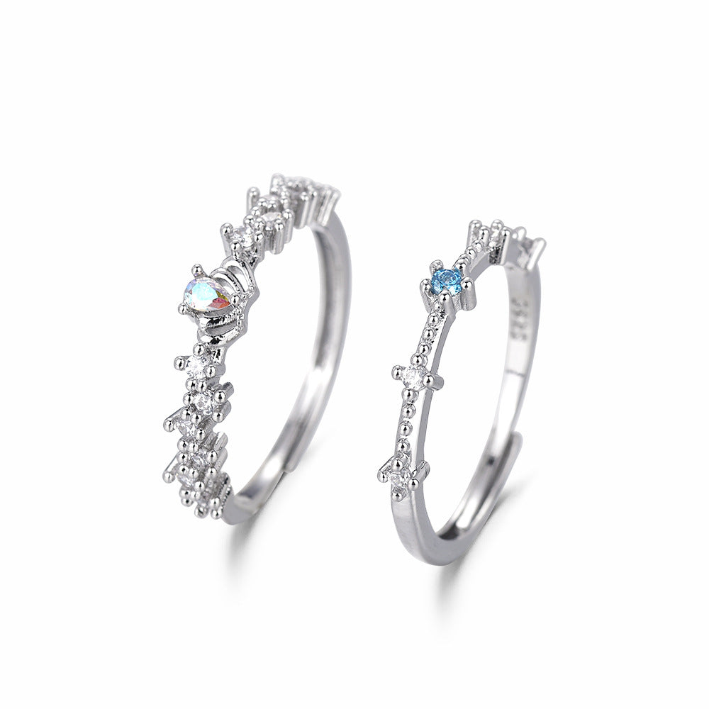 Women's & Men's Simple Temperament Small Fresh Inlaid Zircon Couple For Versatile Rings