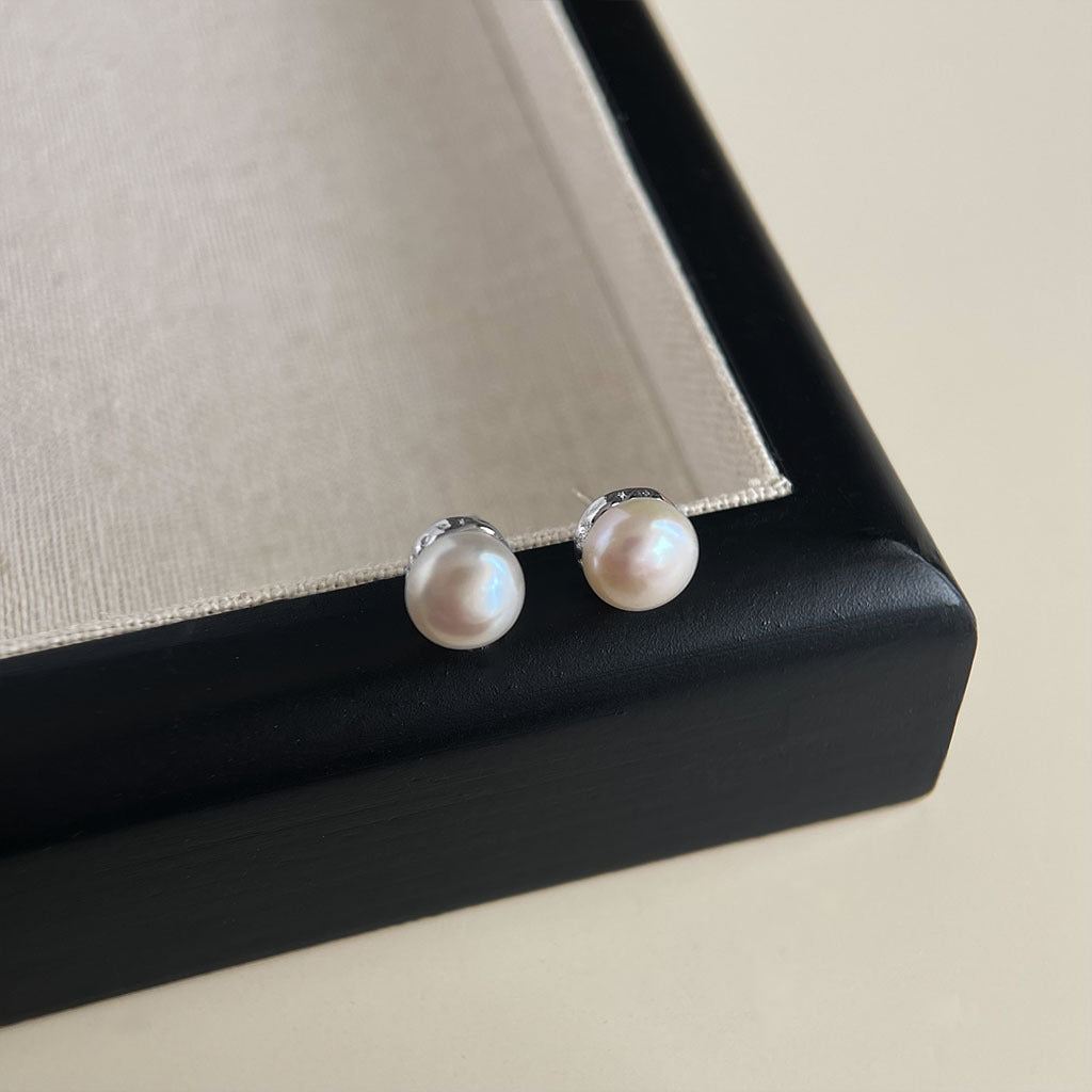 Geometric Ear Personality Simple Natural Pearl Earrings
