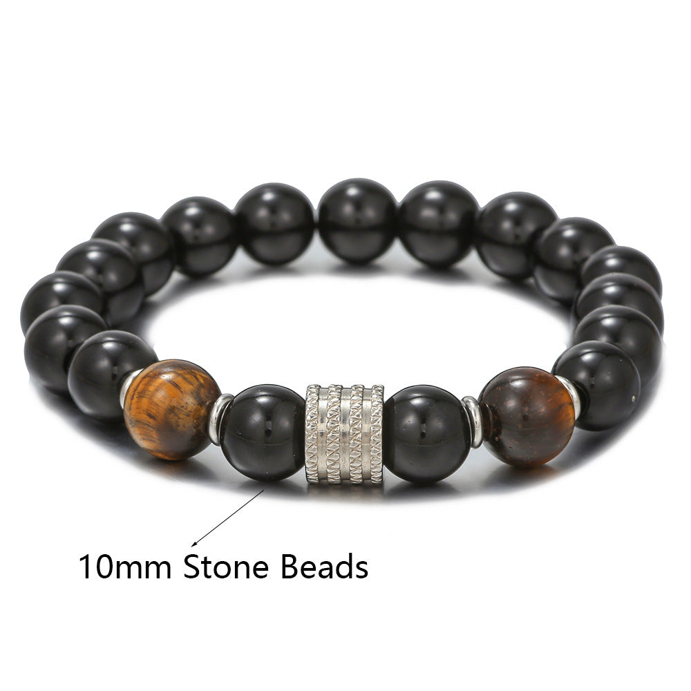 Women's & Men's Black Agate Haematite Snowflake Stone Design Bracelets