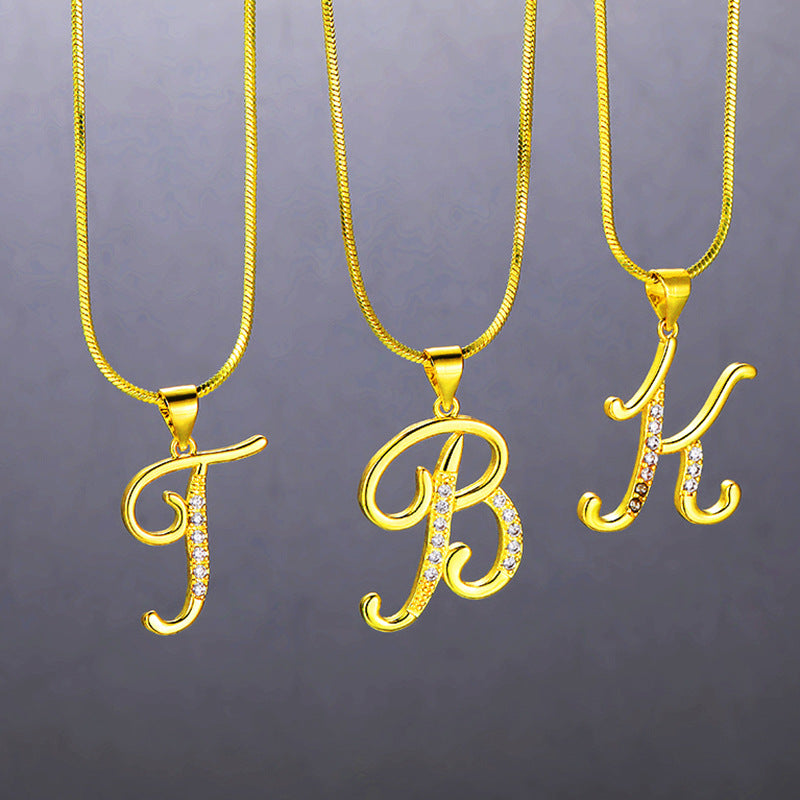 Simple Copper Inlaid Zircon Snake Chain Necklaces
