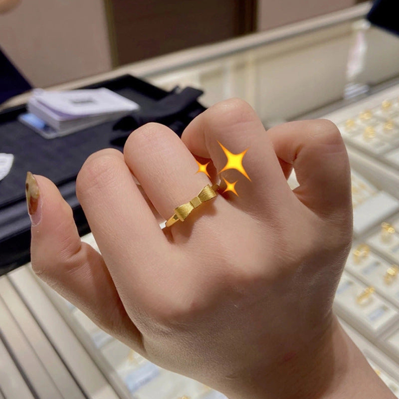 Love Style Square Model Bow Yellow Rings