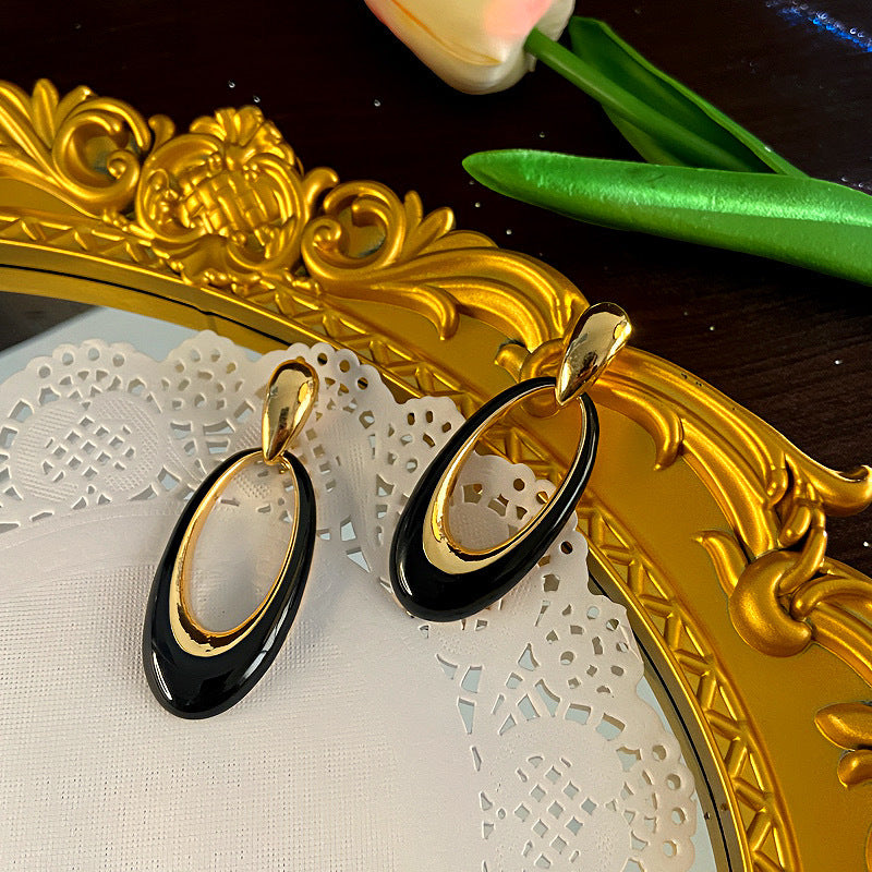 Oil Oval Geometric French Retro Special Earrings