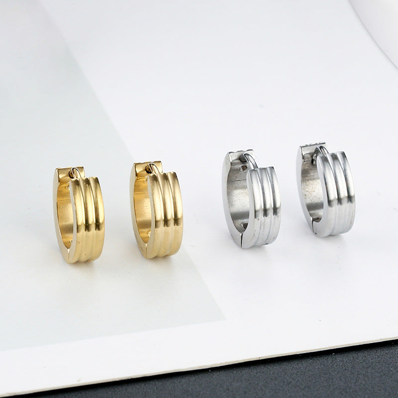 Titanium Steel Gold Stainless Ear Clip Earrings