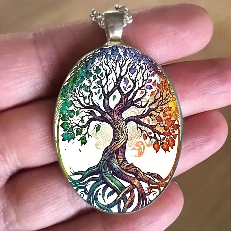 Innovative Lucky Tree Pattern Time Stone Necklace