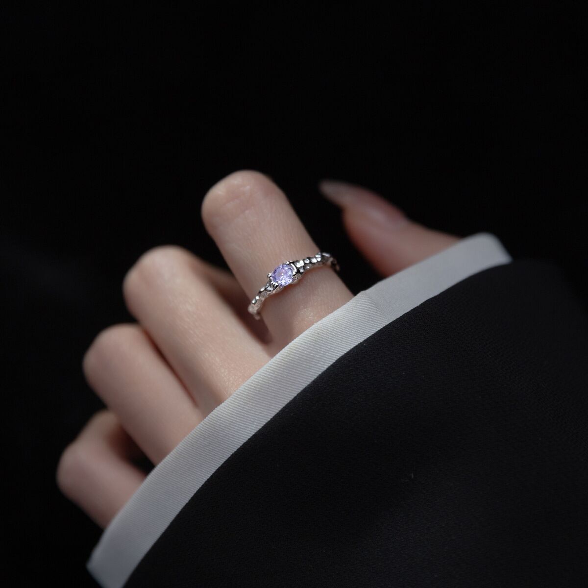 Wind Lava Point Zircon Female Fashion Rings