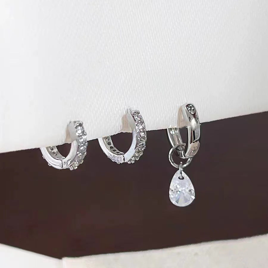 Water Drop Zircon High-grade Asymmetric Ear Rings
